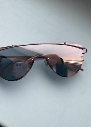 Женские стильные прямые солнцезащитные очки розовые зеркальные2 фото