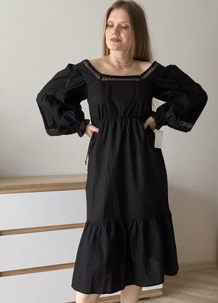 Чорна бавовняна сукня1 фото