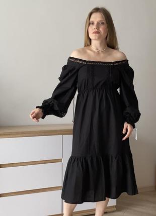 Чорна бавовняна сукня3 фото