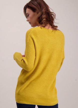 Длинный пуловер горчичного цвета 2
