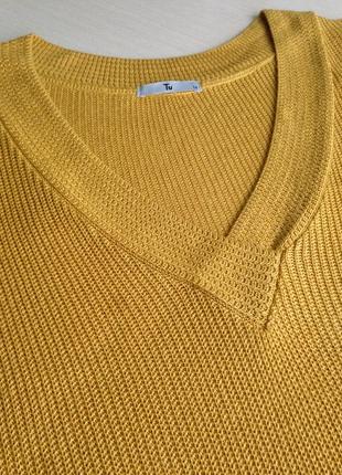 Длинный пуловер горчичного цвета4 фото