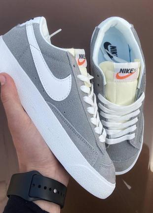 Кроссовки nike blazer low grey&amp;white4 фото