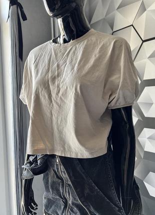 Топ футболка с обьемными рукавами zara