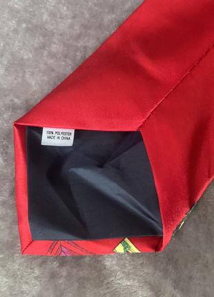 Краватка новорічний колір червоний із принтом5 фото
