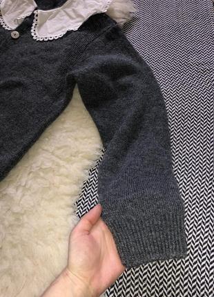 Кардиган кофта свитер на пуговках вязаный с воротником4 фото