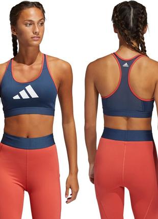 Женский спортивный топ бюстгальтер оригинал adidas medium support don't rest 3 bar bra gm61805 фото