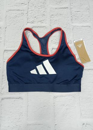 Женский спортивный топ бюстгальтер оригинал adidas medium support don't rest 3 bar bra gm61802 фото