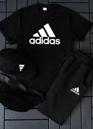 Шорты + футболка! базовый, спортивный костюм, летний комплект adidas