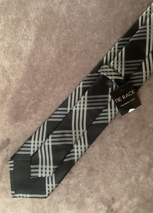Краватка tie rack чорна у сріблясту карту2 фото
