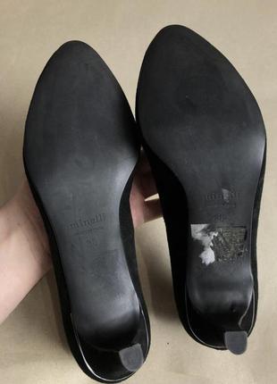 Замшевые туфли бренда minelli, испания. размер 36, натуральная замша и кожа кожа кожа кожаные лодочки базовые классические9 фото