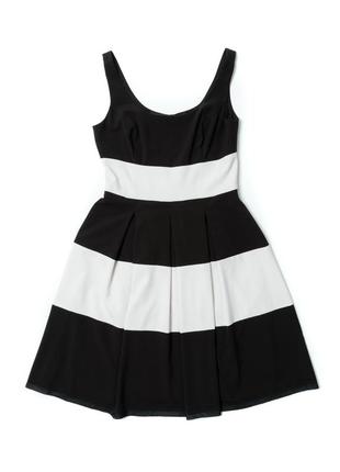 Lauren ralph lauren women's striped fit-and-flare dress black/white1 фото