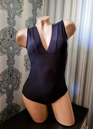 Базове чорне еластичне боді комбідрес з вирізом декольте boohoo s