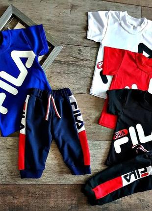 ✔ крутий костюм для хлопчиків з бриджами "fila" філа (86-92,92-98,98-104,104-110,110-116,116-122)