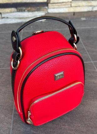 Детский качественный рюкзак сумка трансформер, сумочка мини рюкзак для девочек красный3 фото