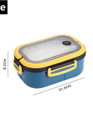 Сімейний ланч-бокс 1200 мл. з приладами. контейнер для їжі lunch box синій.10 фото