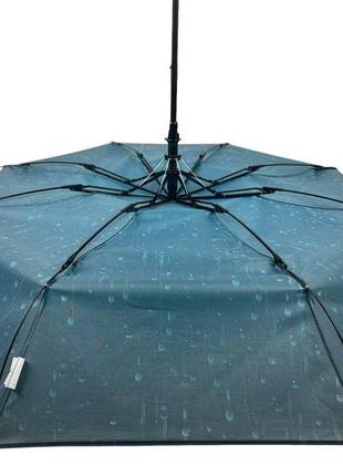 Жіноча парасоля напівавтомат "краплі дощу" від toprain на 8 спиць, бірюзовий, 02058-64 фото