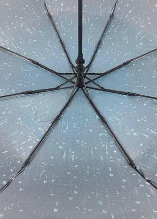 Жіноча парасоля напівавтомат "краплі дощу" від toprain на 8 спиць, бірюзовий, 02058-67 фото
