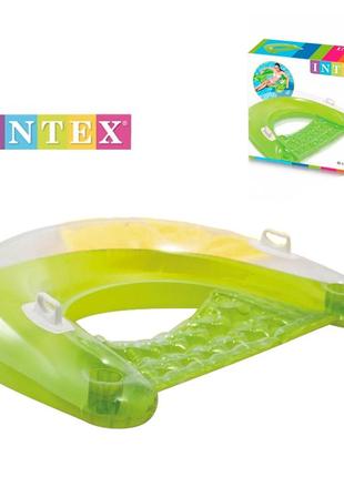 Надувное кресло с ручками зеленый intex 58859. размером 152х99см, от 12 лет