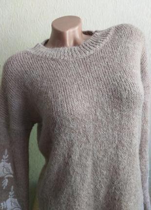 Свитер с вышивкой. пуловер с длинным ворсом. бежевый, кэмел, белый.6 фото