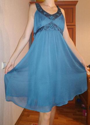 Платье, серо-голубое, новое.
