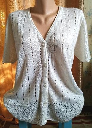 Красивая ажурная трикотажная блузка, кофточка, xl-xxl/50-52