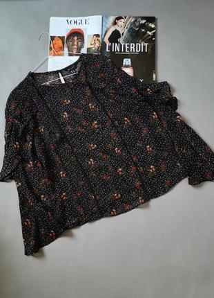 Стильна шифонова блуза з воланами  квітковий принт