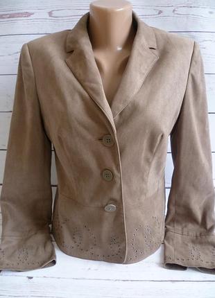 Замшевый коричневый пиджак с перфорацией  next
