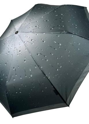 Женский зонт полуавтомат toprain на 8 спиц с принтом капель, серая ручка, 02056-5