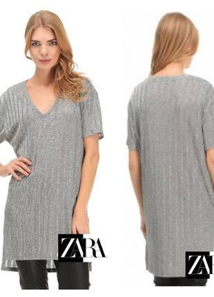 37.стильная футболка-туника в рубчик успешного испанского бренда zara.