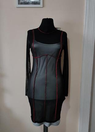 Платье сеточка с швами на внешне стильный тренд