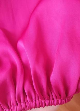 Малинова атласна віскозна блуза/сорочка вільного фасону s-m7 фото