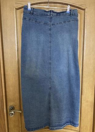 Модная миди джинсовая юбка 50-52 р6 фото