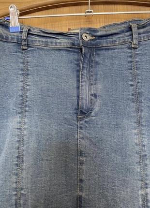 Модная миди джинсовая юбка 50-52 р4 фото