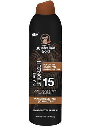 Солнцезащитный спрей для загара с бронзатором australian gold australian gold spf15  (сша)