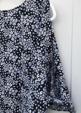 Платье на завязках с открытыми плечами в цветочный принт мини лёгкое летнее xs 6 h&m3 фото