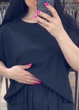 Шифоновая турецкая чёрная блуза oversize, легчайшая, трендовая4 фото