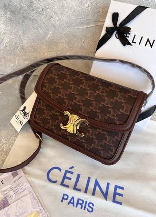 Сумка в стиле celine натуральная канва и кожа