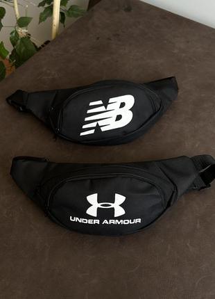 Бананка under armour черная поясная сумка мужская / женская8 фото