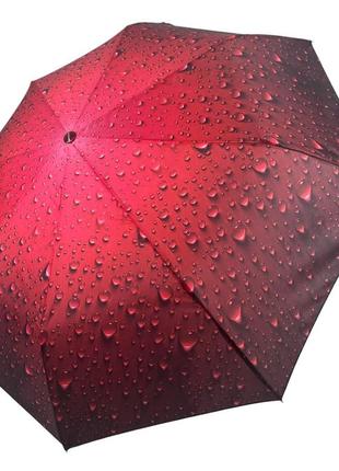 Женский зонт полуавтомат "капли дождя" от toprain на 8 спиц, бордовый, 02058-1