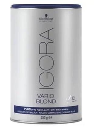Блакитний освітлювальний порошок для волосся  schwarzkopf professional igora vario blond plus освітлення до 7