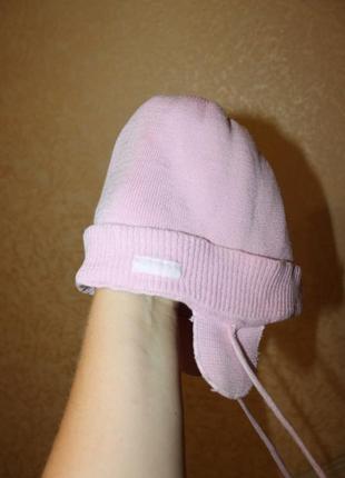 Теплая шапка на завязках девочке 2-4 года, 47 см5 фото