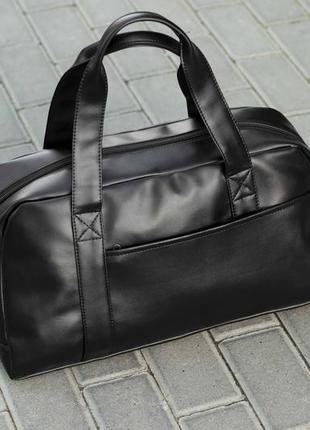 Городская дорожная спортивная сумка urbanista черная из эко кожи для тренировок и поездок унисекс5 фото