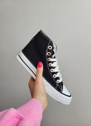 Converse chuck taylor all star hi black жіночі класичні високі кеди конверс чорні женские высокие черные кеды на весну лето2 фото