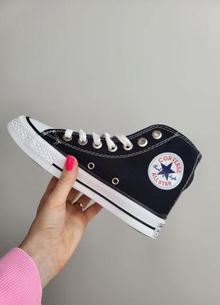 Converse chuck taylor all star hi black жіночі класичні високі кеди конверс чорні женские высокие черные кеды на весну лето1 фото