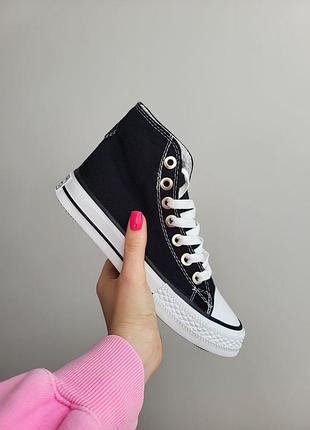 Converse chuck taylor all star hi black жіночі класичні високі кеді конверс чорні жіночі високі чорні кеди на весну літо