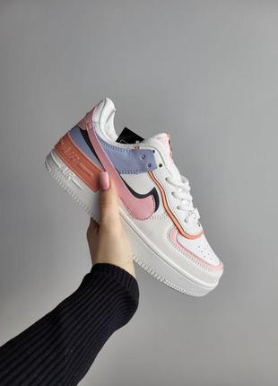 Nike air force shadow жіночі кросівочки різнокольорові білі з рожевим весна літо осінь женские кроссовки демисезонные белые с розовым разноцветные1 фото