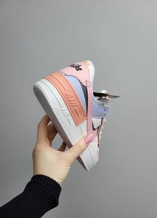 Nike air force shadow жіночі кросівочки різнокольорові білі з рожевим весна літо осінь женские кроссовки демисезонные белые с розовым разноцветные2 фото