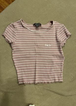 Розовый женский топ футболка укороченная