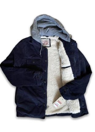 34 xs levis sherpa вельветовая куртка шерпа ветровка темно синяя левис