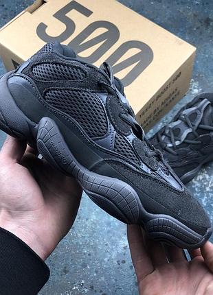 Женские чёрные демисезонные кроссовки адидас adidas yeezy boost 500 utility black. изи
